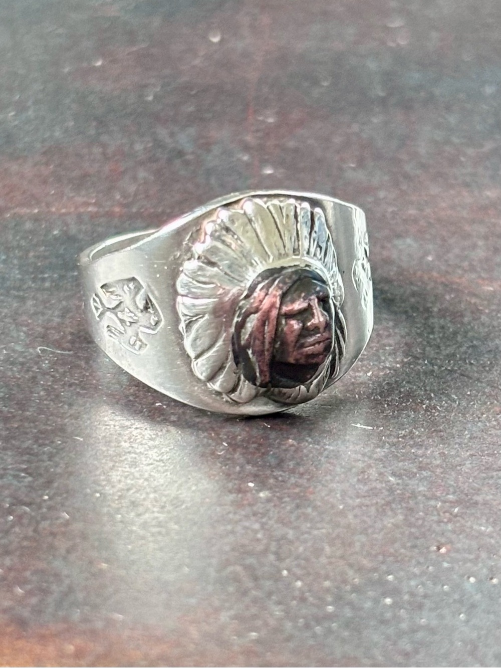 Vintage Fred Harvey Era Sterling & Copper Indian Chief Southwestern Navajo Ring